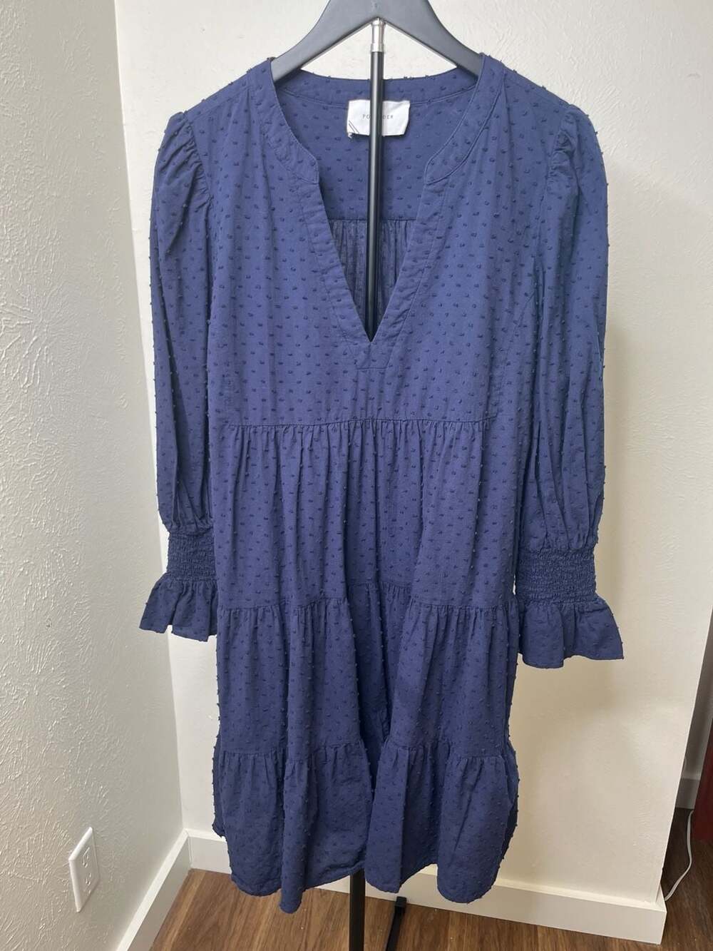 Pomander Place Navy Blue Swiss Dot Kenzo Tiered Dress
